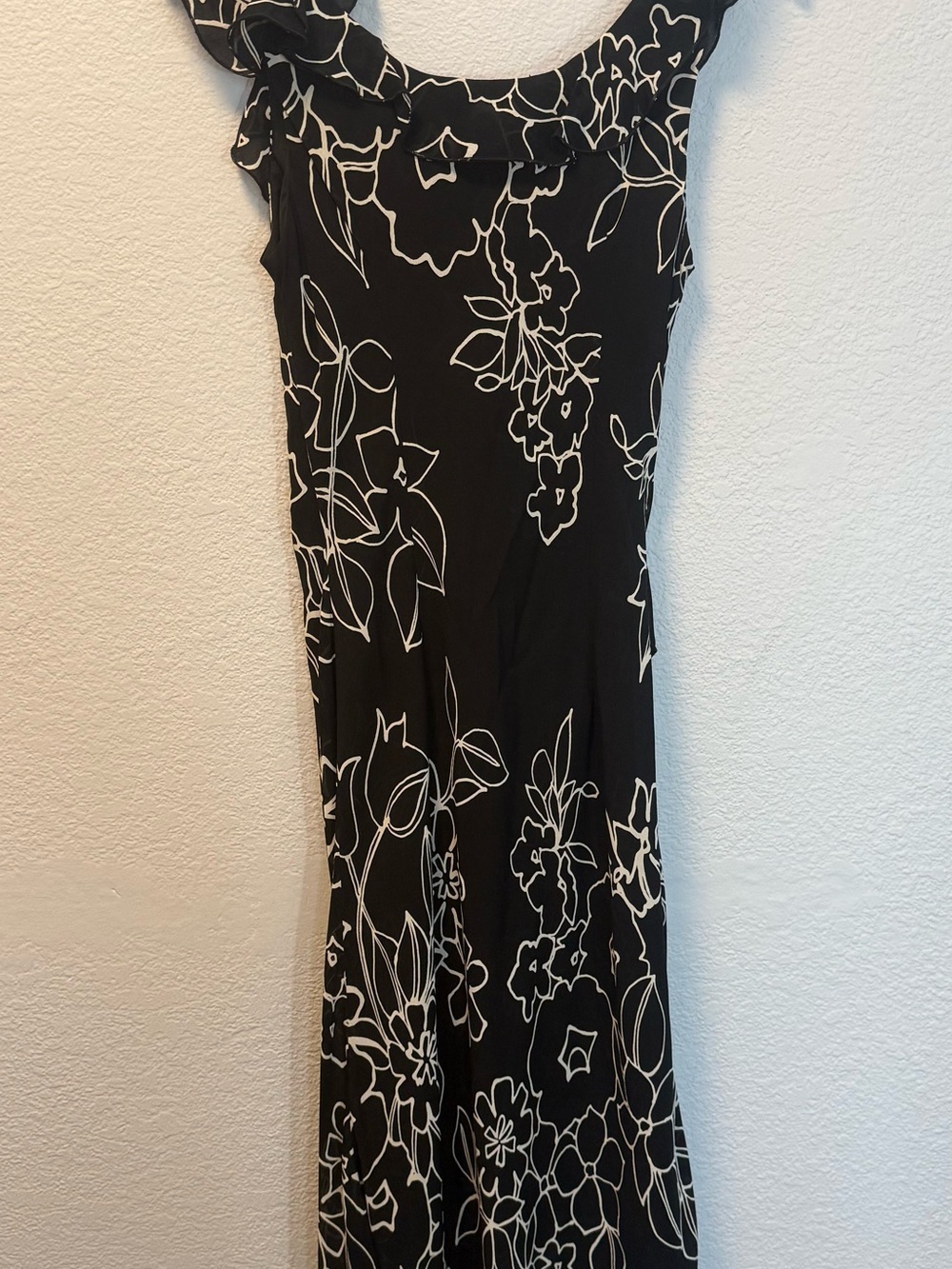 Vintage Y2K 90s Joseph Ribkoff Silk Floral Handkerchief Hem Slip Dress Black Sz6 - Picture 9 of 12